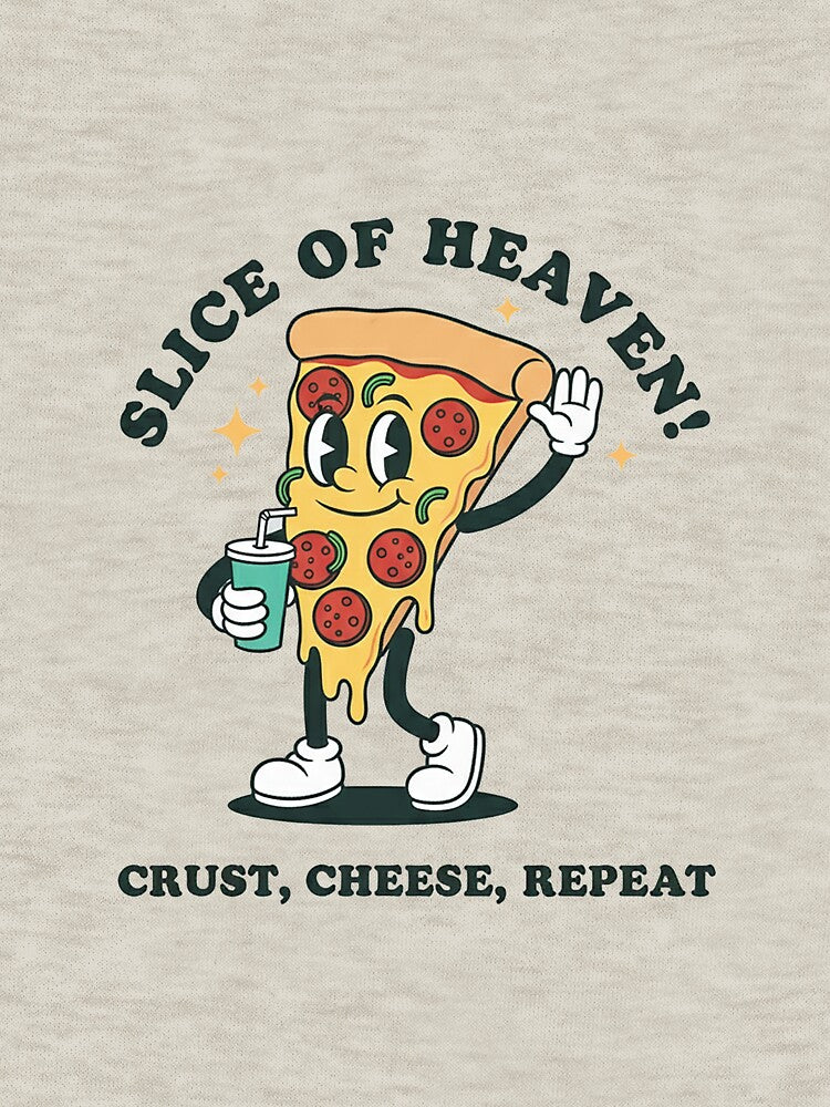 Slice of Heaven Pizza Retro Cartoon Mascot - Crust, Cheese, Repeat by HoopeStylee