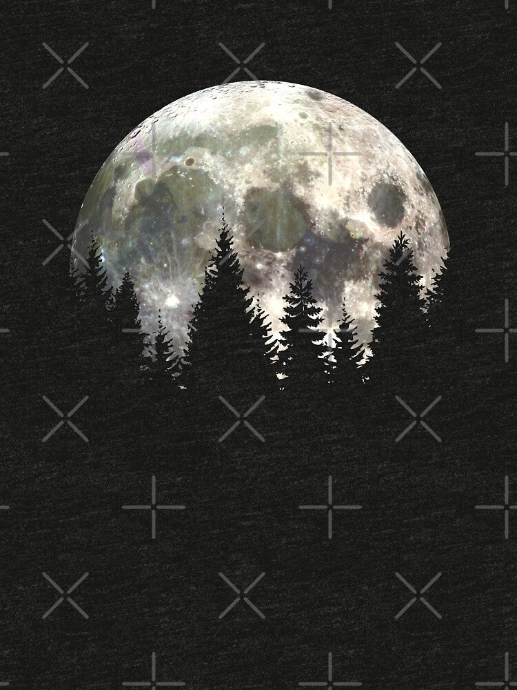 Pine Trees and Moon by Rahdoo