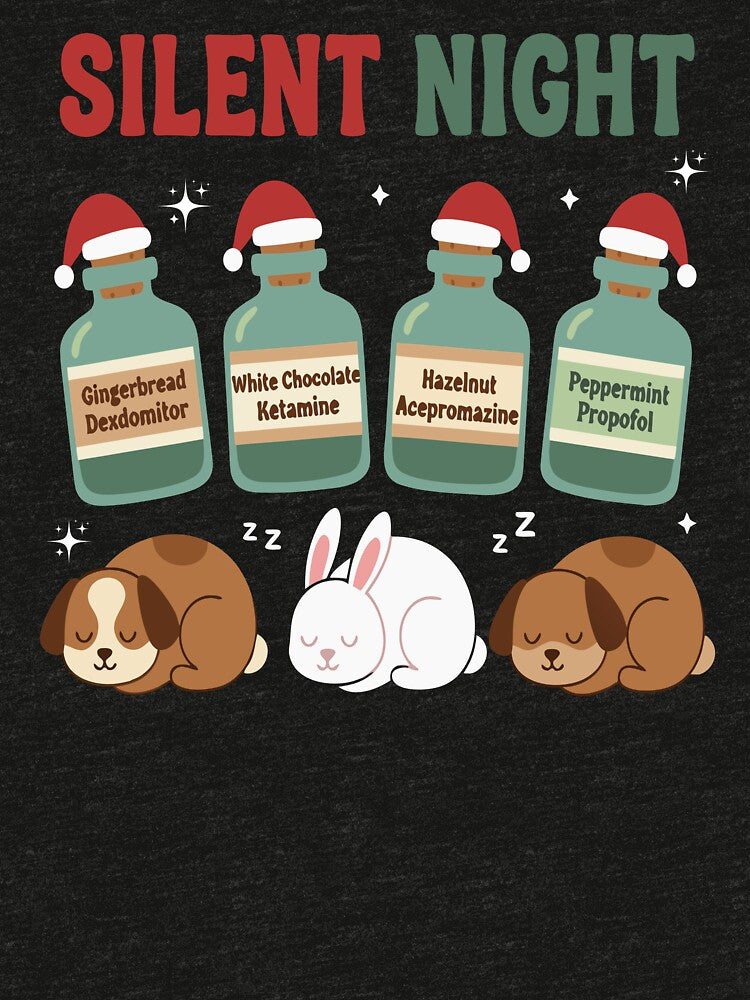 Silent Night Vet Anesthesia Christmas T-Shirt, Funny Veterinary Medicine Gift, Holiday Vet Tech Graphic Tee by designshoplab