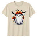 Cute Ghost Halloween Holidays Mens T-Shirt Womens Graphic Tee Pumpkin Coffee