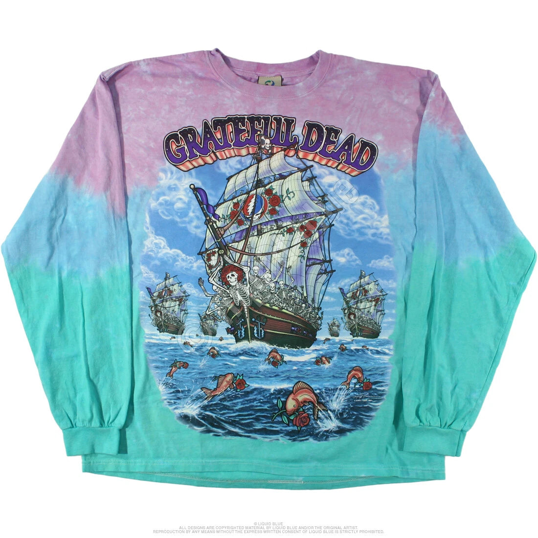 GRATEFUL DEAD-SHIP OF FOOLS-TIE DYE LONG SLEEVE-2 SIDD T-SHIRT M-L-XL-XXL Garcia