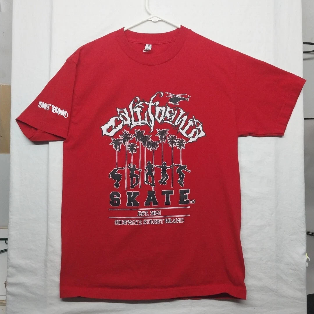 California Skate Sidewayz Street Brand Red Med. Graphic T-shirt