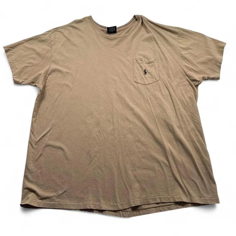 Ralph Lauren Beige Tan Pocket Pony Logo Crew Neck T-Shirt Size XL