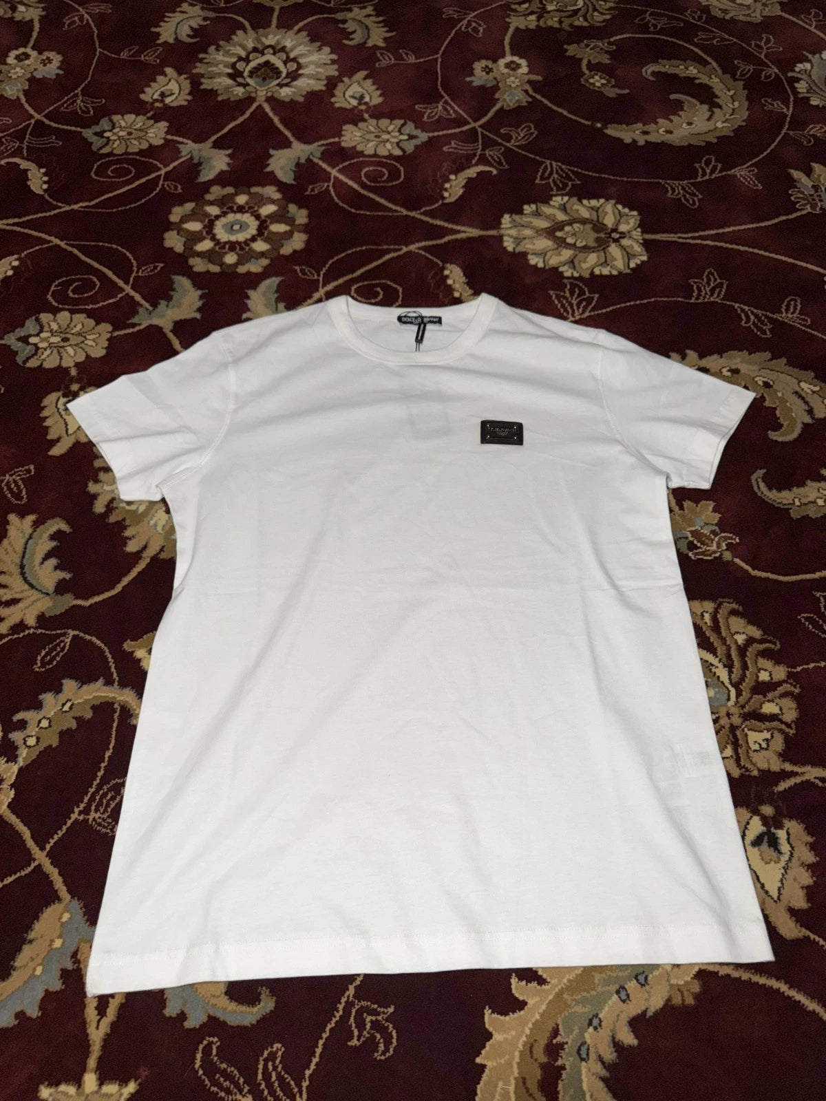 Dolce Gabbana White Tee Shirt Designer Size 46 Short Sleeve Cotton Crew Neck