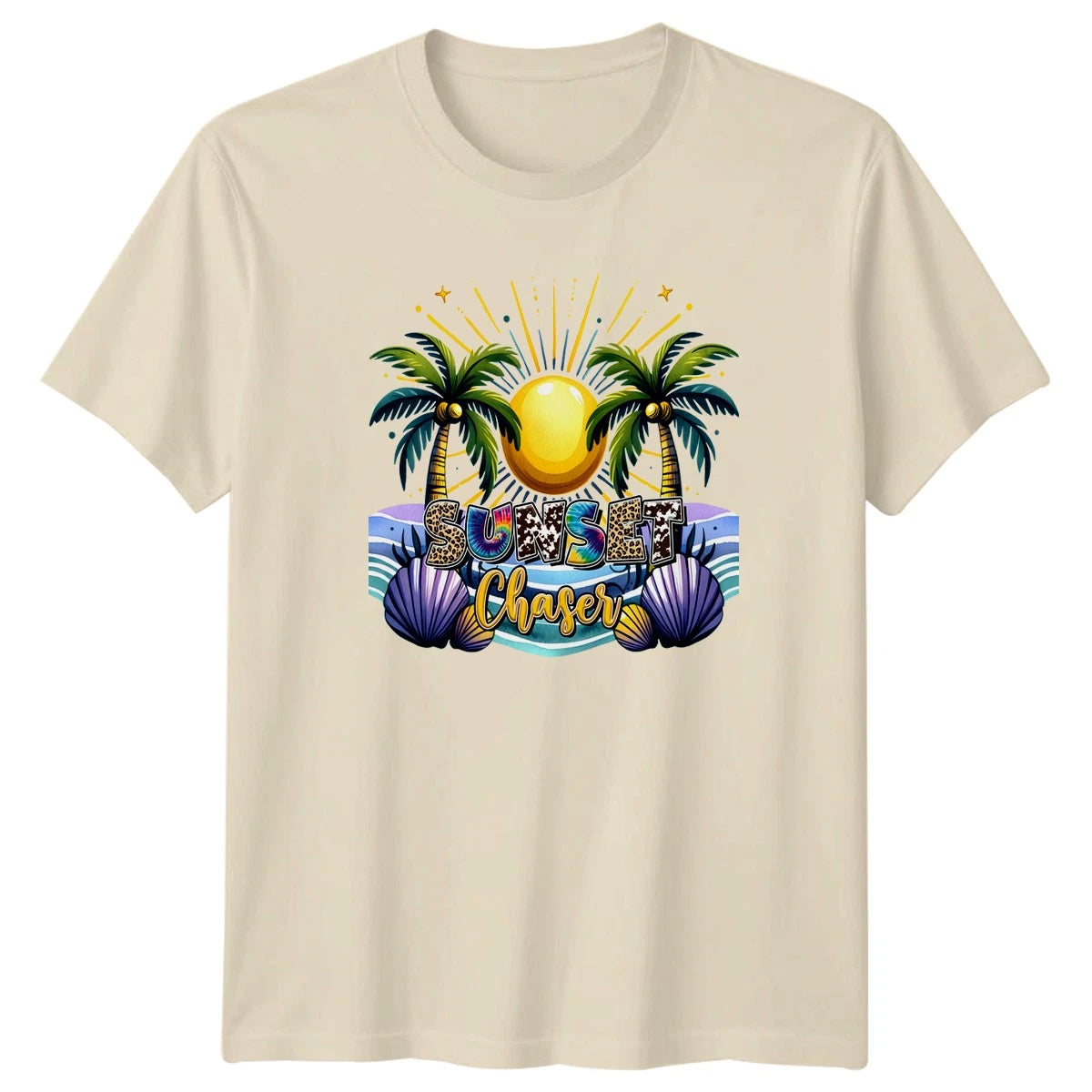 Sunset Chaser Womens T-Shirt Tropical Aesthetic Beach Travel Summer Vacation