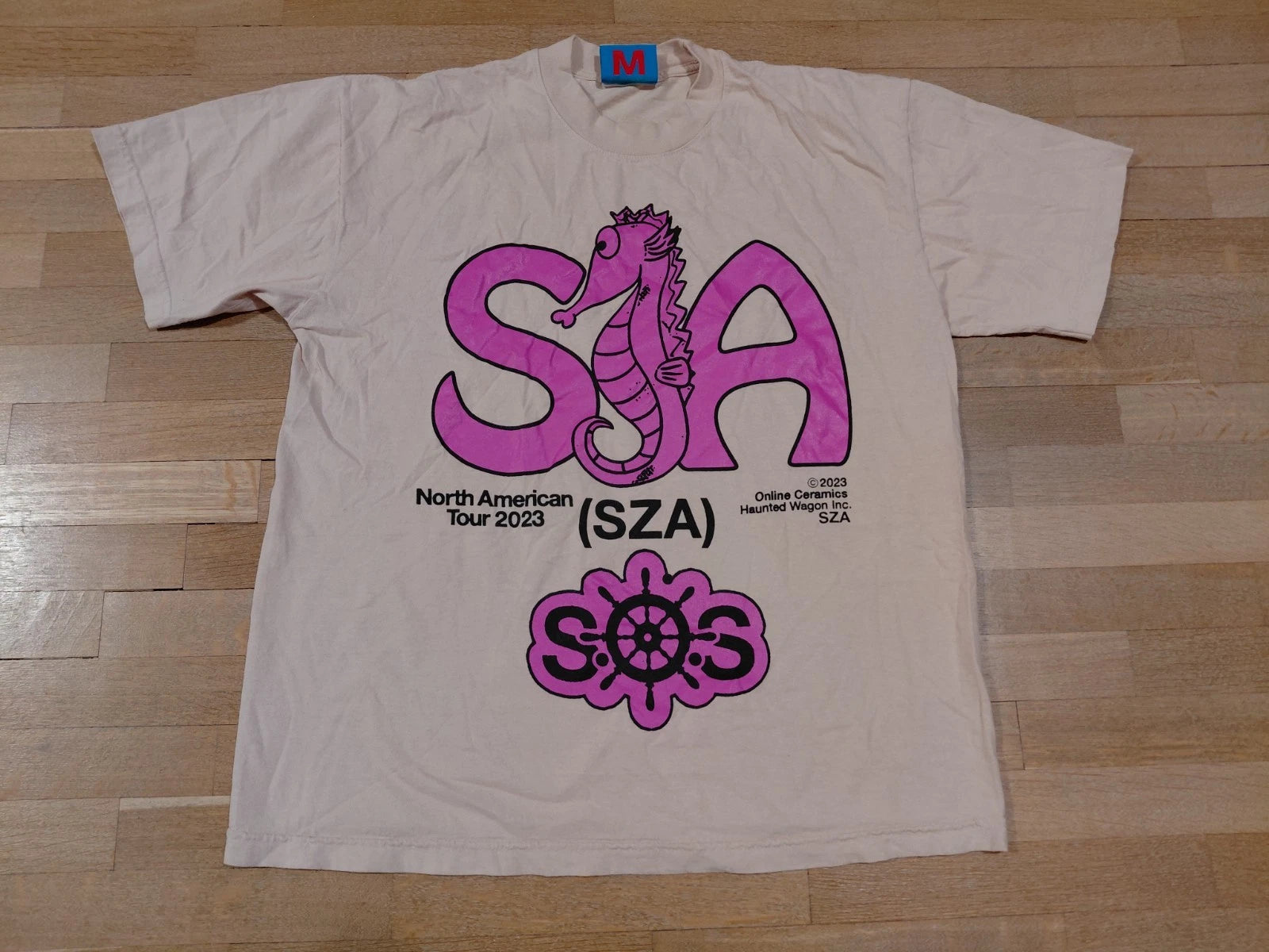 SZA Online Ceramics Shirt Pink Seahorse Size M 2023 Album Tour Jersey Hip Hop