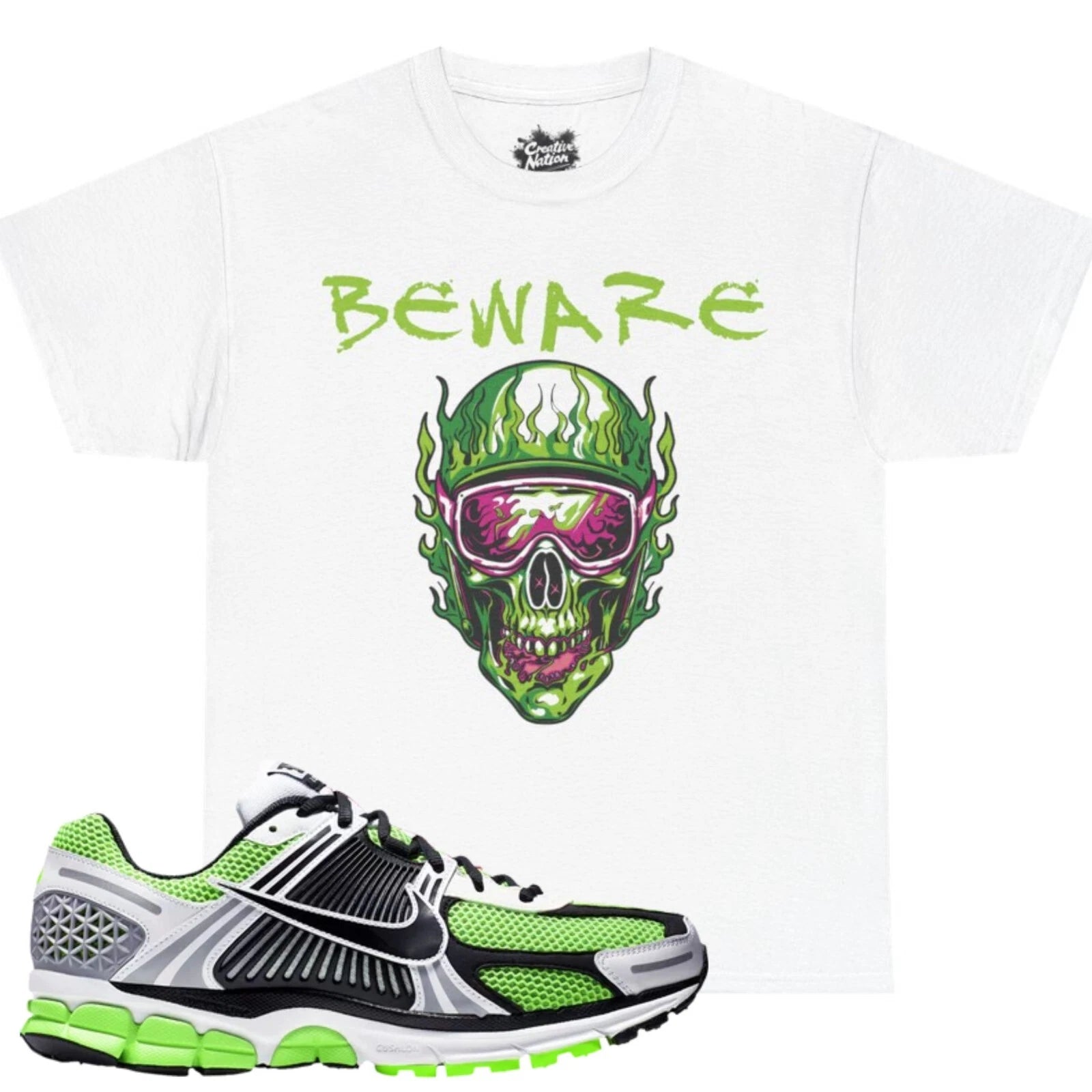 Shirt To Match Zoom Vomero 5 Electric Green Black Unisex Tee Skull Shirt Gift