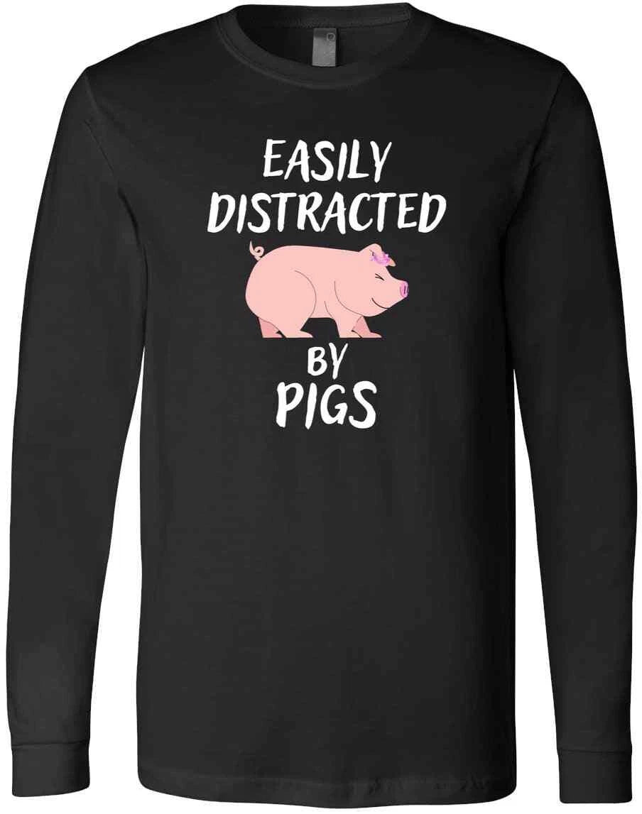 Easily Distracted By Pigs Hog Lover Cute Farmer Birthday Gift Trendy T-Shirt