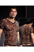 Blueline BLM020 Men's Leopard Print Mesh V-Neck Tee IN-STOCK