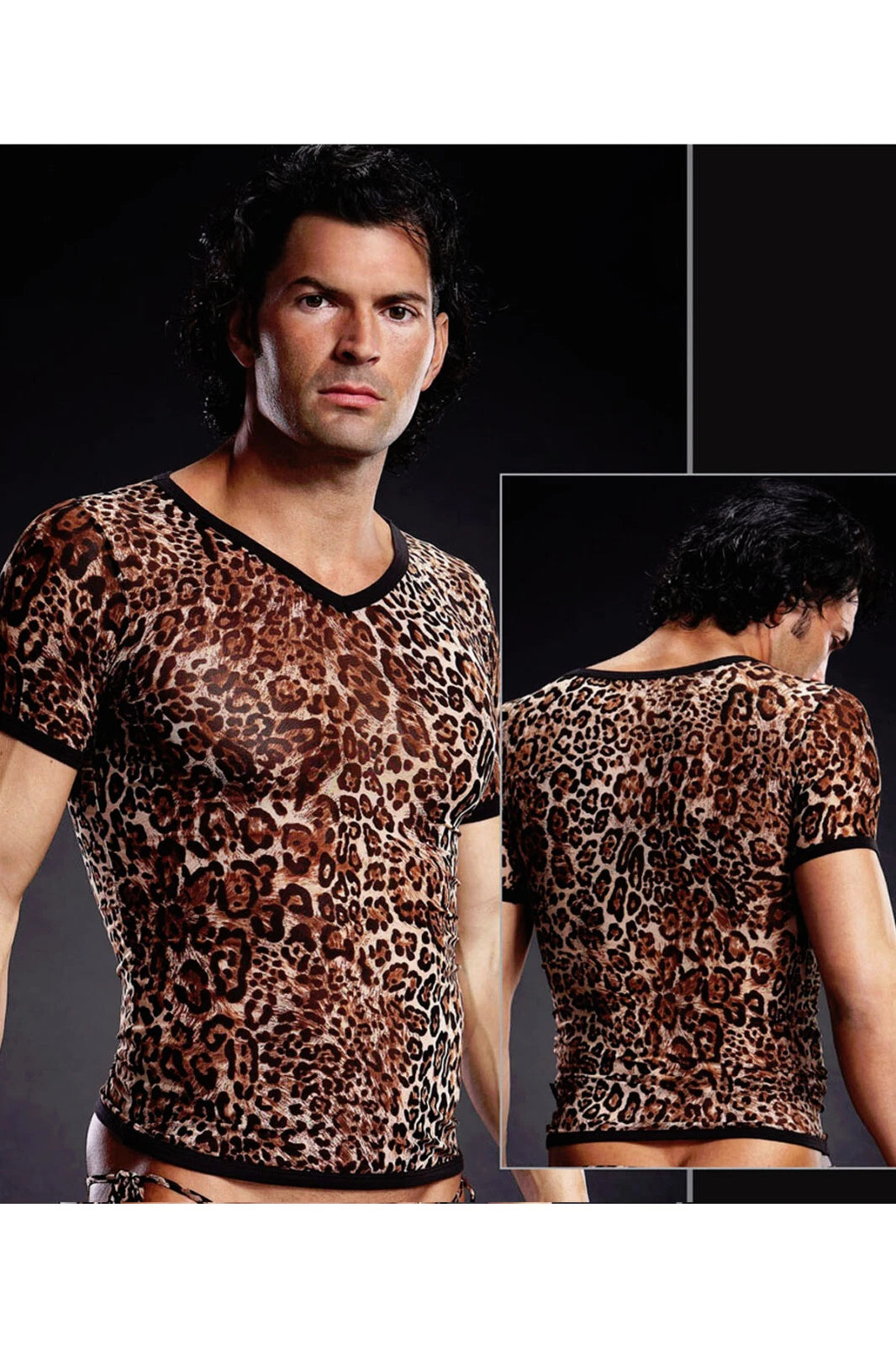 Blueline BLM020 Men's Leopard Print Mesh V-Neck Tee IN-STOCK