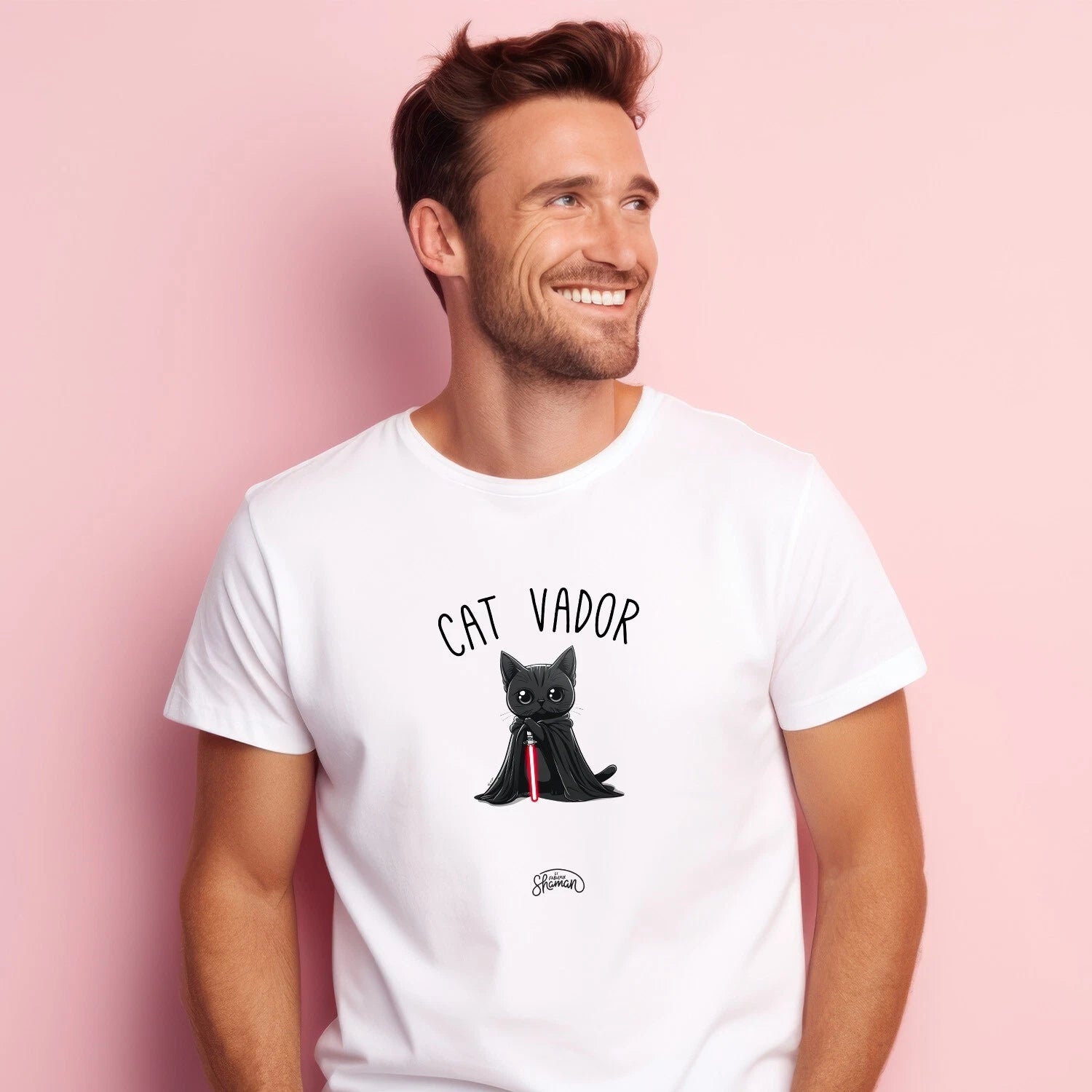 CAT VADOR Men's Short Sleeve Color White T-Shirt