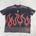 NOVAMEN Shirt Mens Medium Black Flaming Drip Flames Graphic Tee Streetwear
