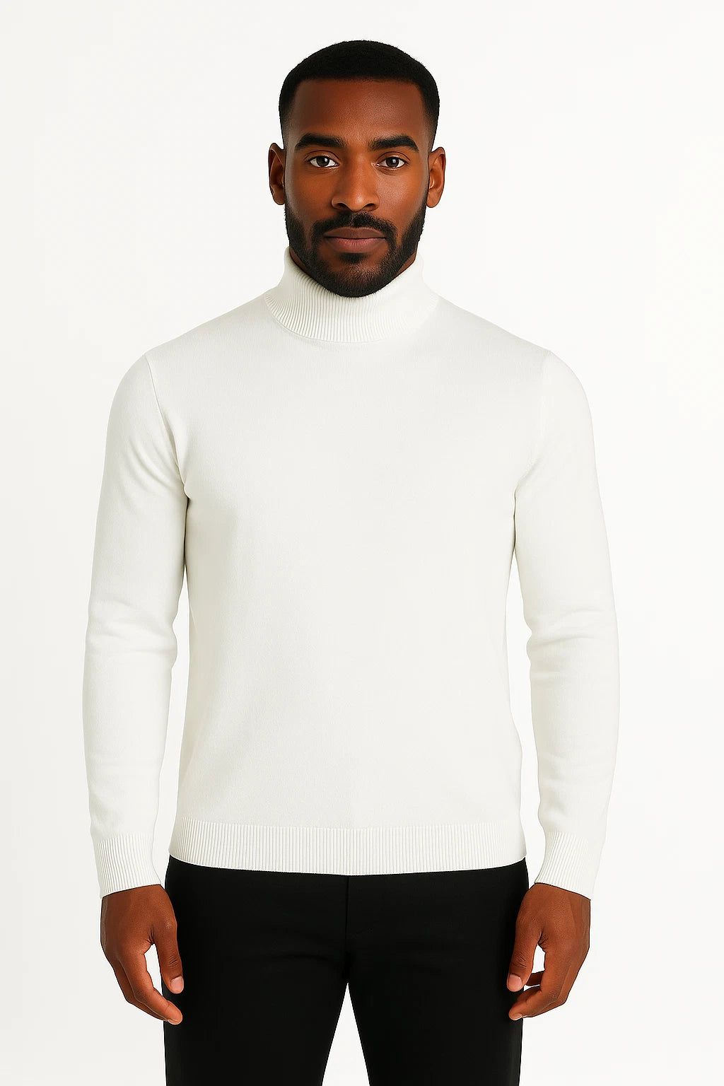 Bassiri 632Knit Long Sleeve High Mock Neck White