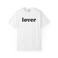 lover text T-Shirt | minimalist typography tee, white