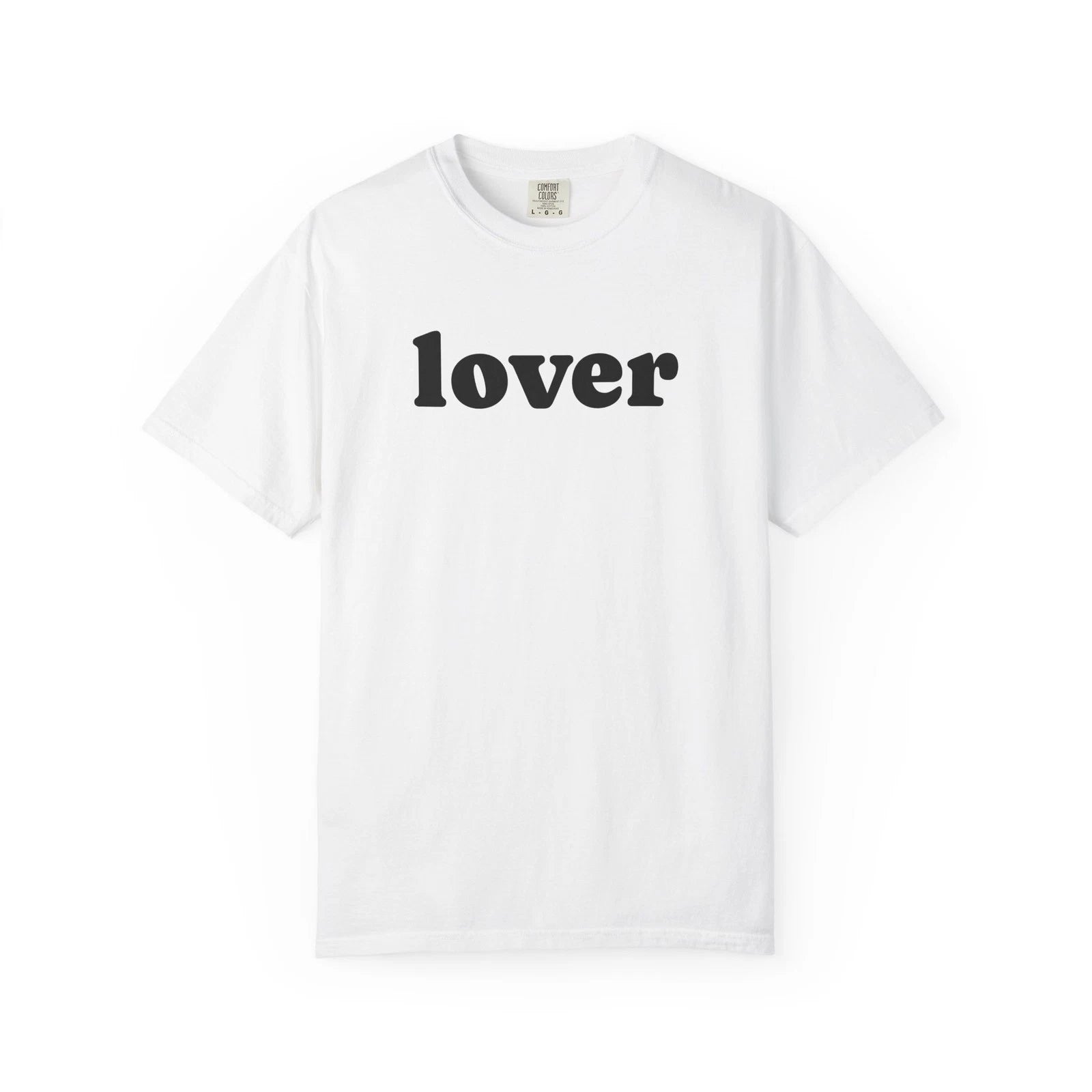 lover text T-Shirt | minimalist typography tee, white