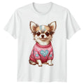 Cute Fluffy Chihuahua Puppy Wearing Womens T-Shirt Long Haired Chihuahua Dog