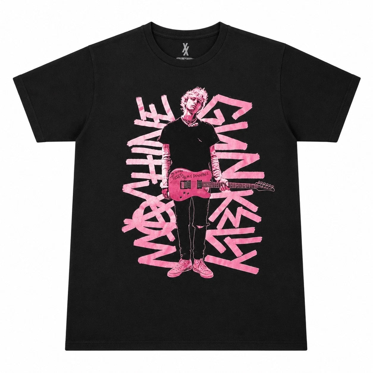 Machine Gun Kelly MGK Tickets to My Downfall Pink Graphic T-Shirt Black Mens