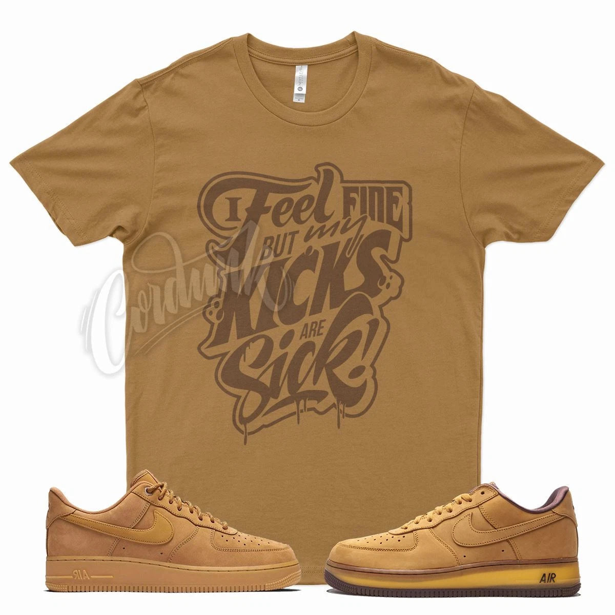Wheat SICK T Shirt for N Wheat Air Force 1 4 6 13 Dunk SB Mocha Flax