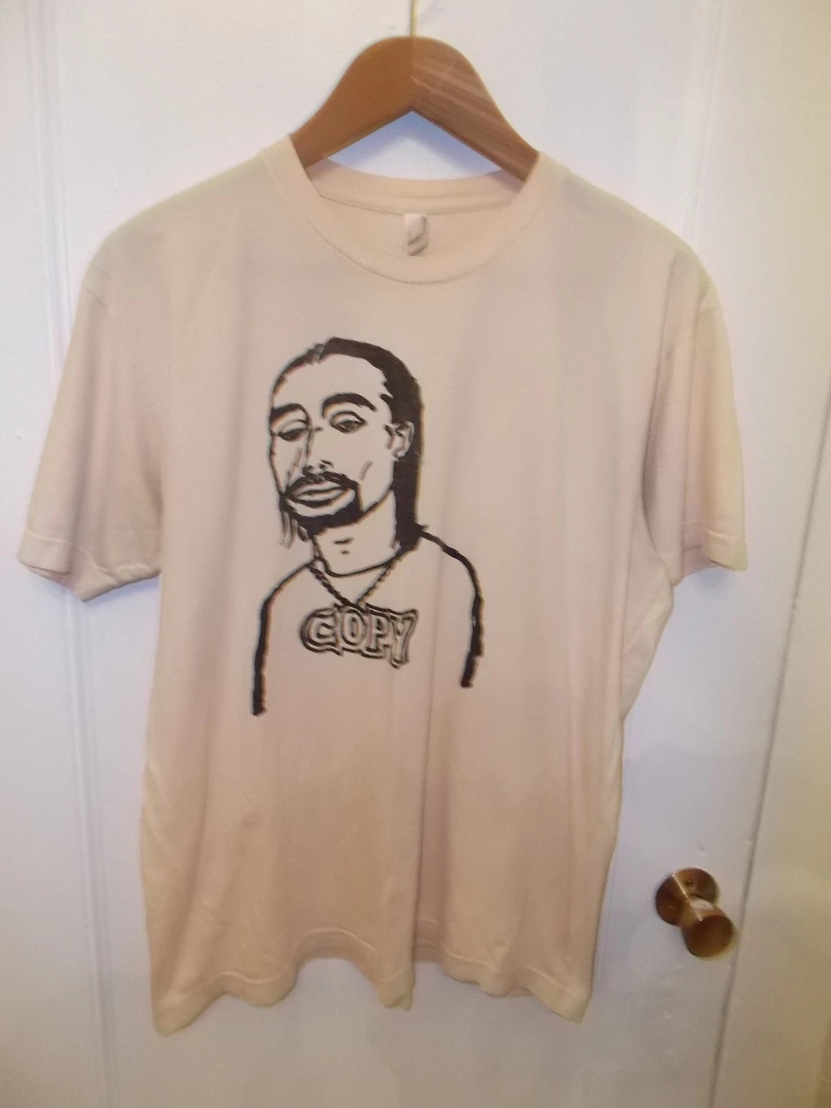 Copy Bling Necklace Goatee Urban Street Fashion Thin Tan Muscle USA T Shirt Lg