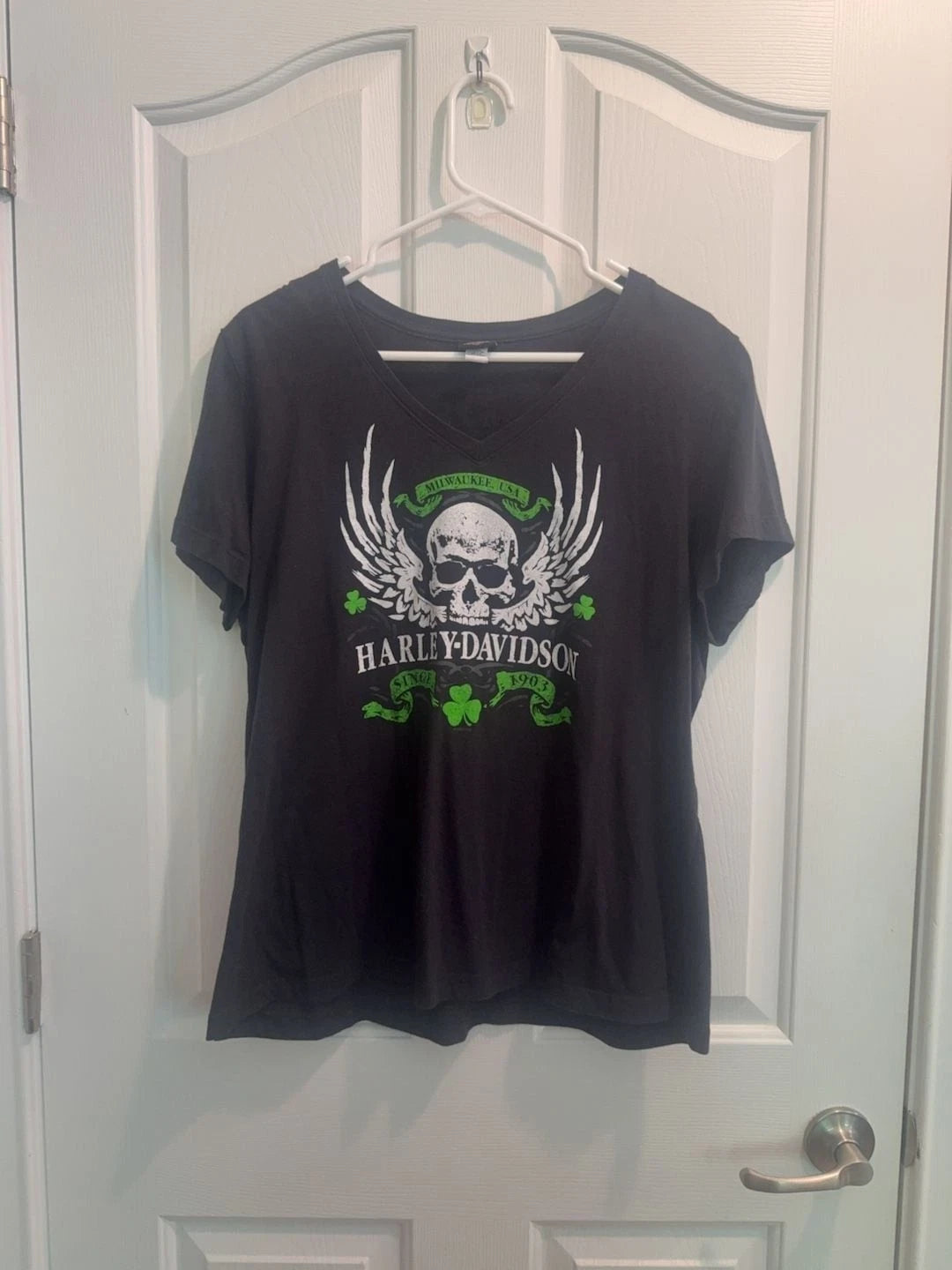 Harley-Davidson Smoky Mountain Skull Shamrock V-Neck T-Shirt Size 2X