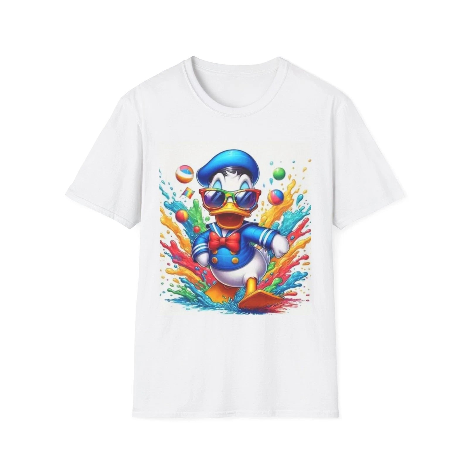 Cool Duck Cartoon T-Shirt | Color Splash Sailor Duck