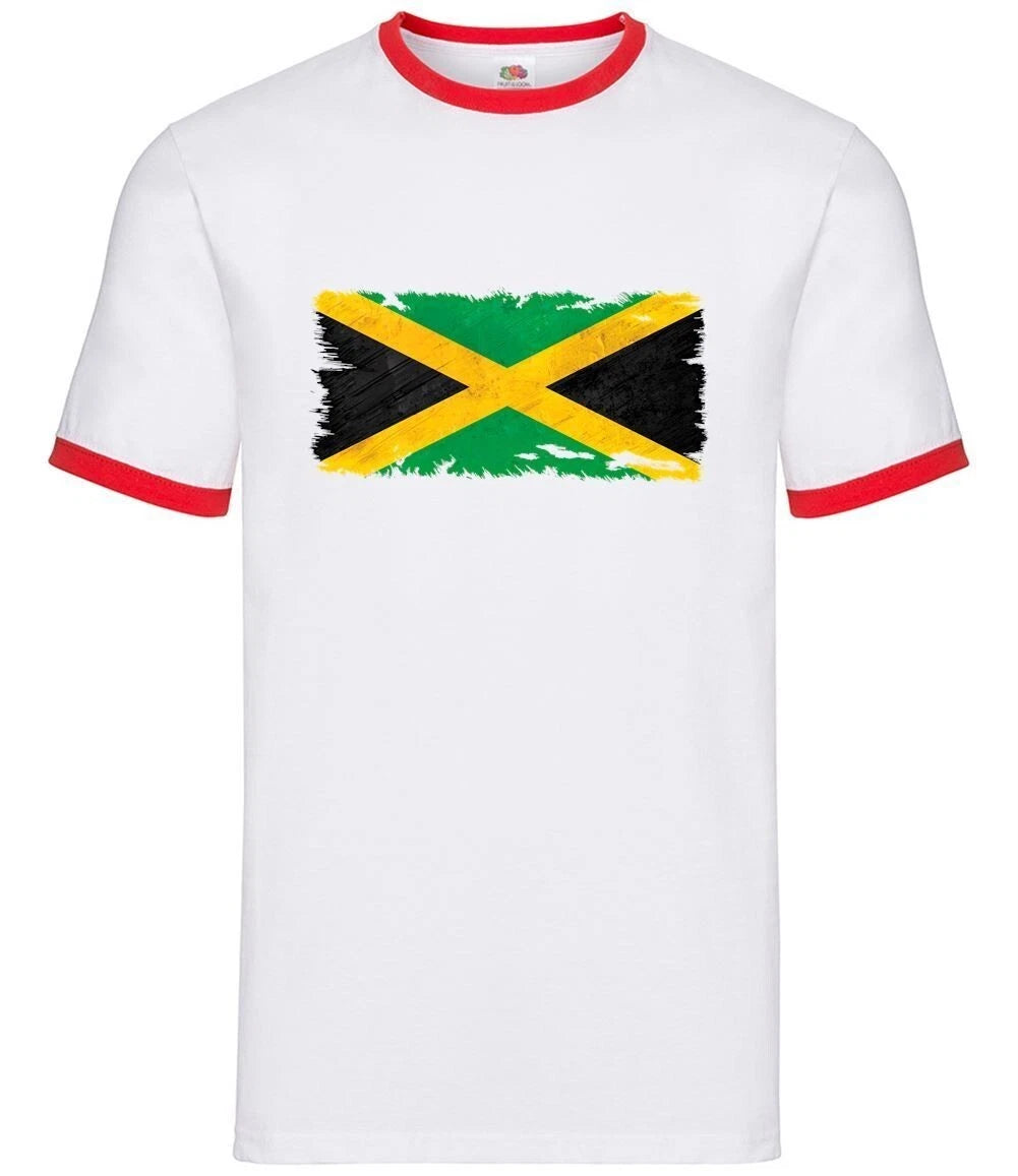 Jamaica Grunge Style Flag - Mens Ringer - Jamaican Love