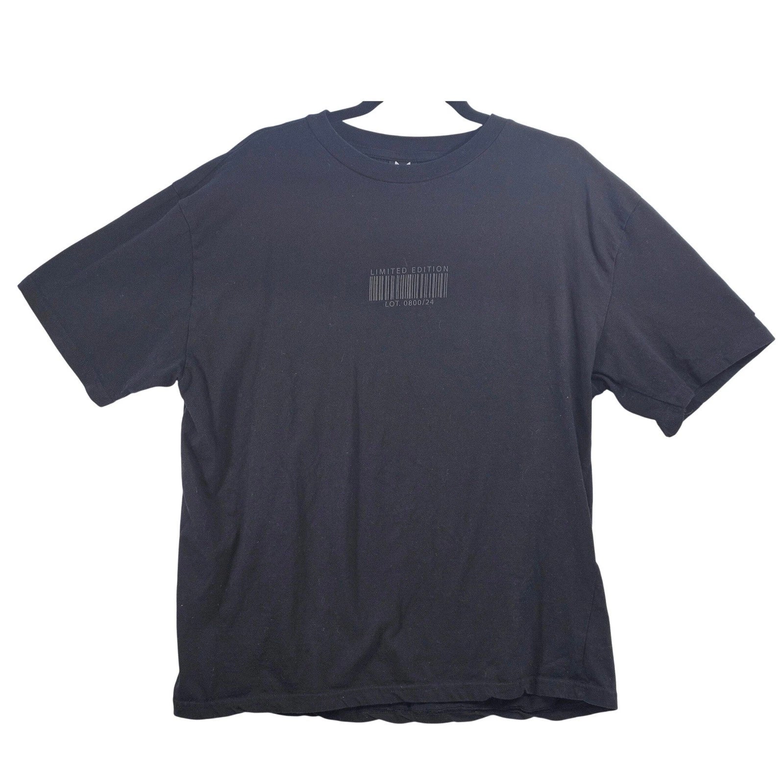 WXYZ MFG CO Mens Black Limited Edition Barcode Graphic T-Shirt Cotton Large