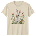 Watercolor Cute Rabbit Bunny In Womens T-Shirt Wildflowers Easter Gift For Her
