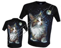 Kittens Cats Cute animal Moon Cat 100% Cotton T-Shirt, Front & Back Print M-3XL