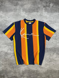 Karl Kani Multicolor Big Logo Striped T-Shirt Embroidered Rap Tee Rare Y2K Men's