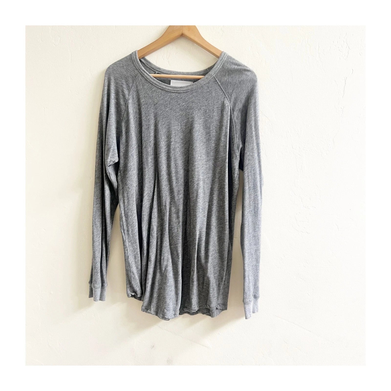 M/F People Tee Shirt Unisex Medium Gray Marled Long Sleeve Crew Neck Minimalist