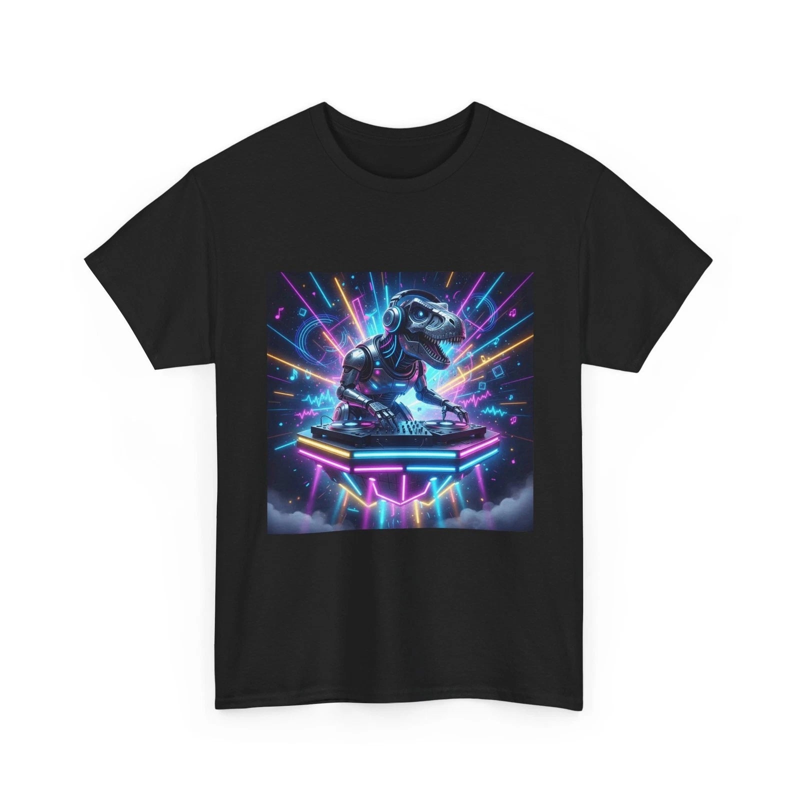 Dinosaur DJ T-Shirt | Funny T-Shirt Cool Animal Shirt, Cotton, Fun Party Gift