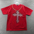 Truicon Shirt Adult Extra Large Red Cross Chain Y2K Grunge Casual Men's