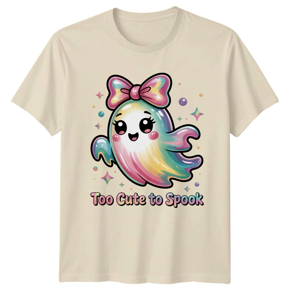 Too Cute To Spook Womens T-Shirt Cute Ghost Halloween Gift For Her