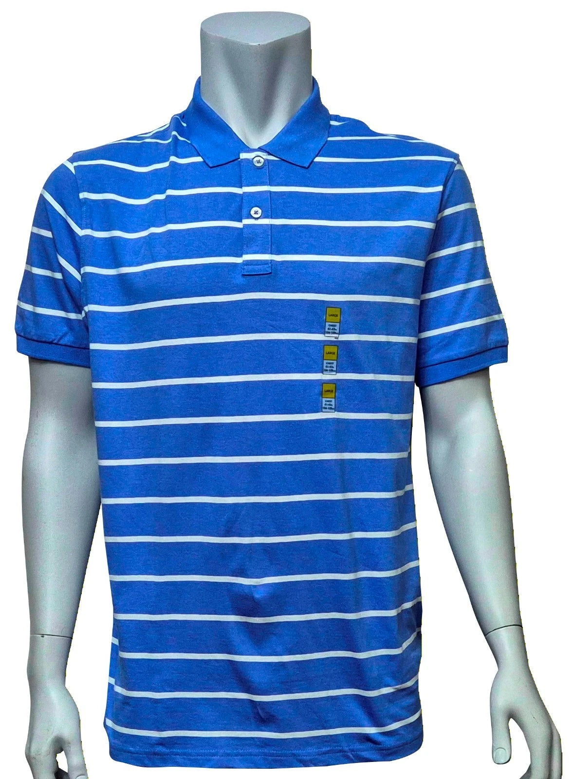 MARKS & SPENCER Mens Blue White Sleeve 100% Cotton Polo Shirt Top MRRP £29.99