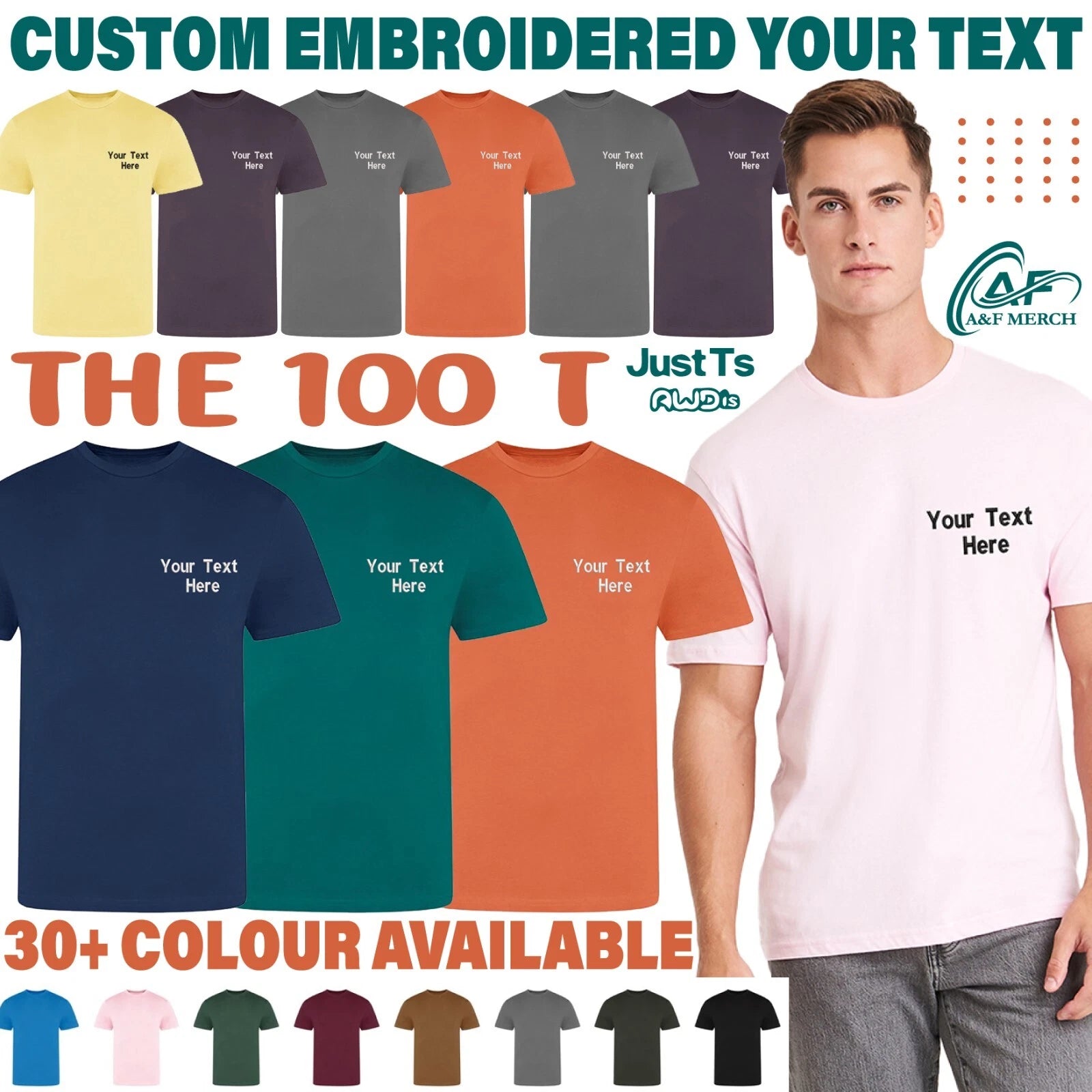 Personalisiert Maßarbeit Bestickt Nur Ts Awdis The 100 Modern Fit T-Shirt SPORTS