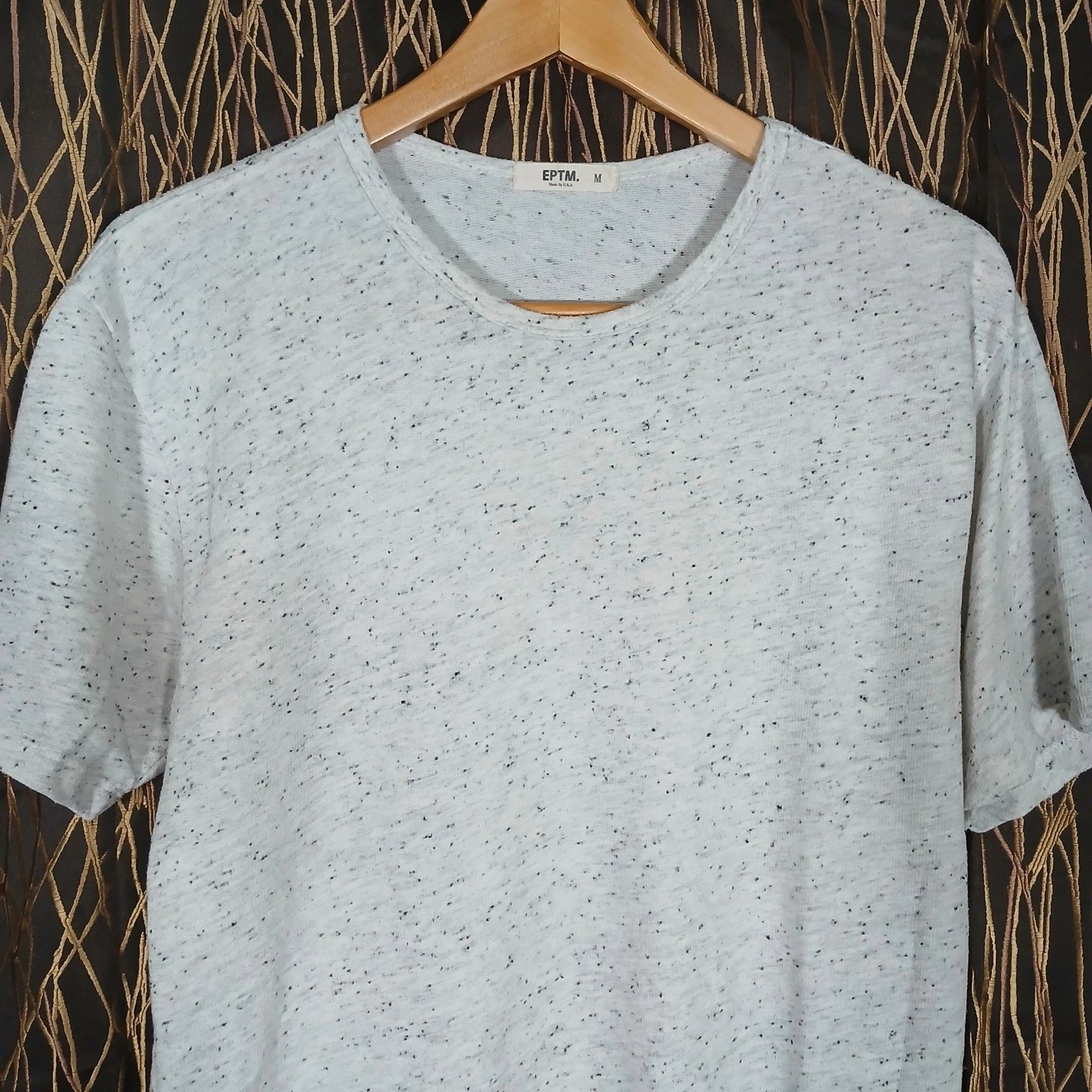 EPTM T-Shirt Mens Medium Gray Speckled Longline Curved Hem Made in USA