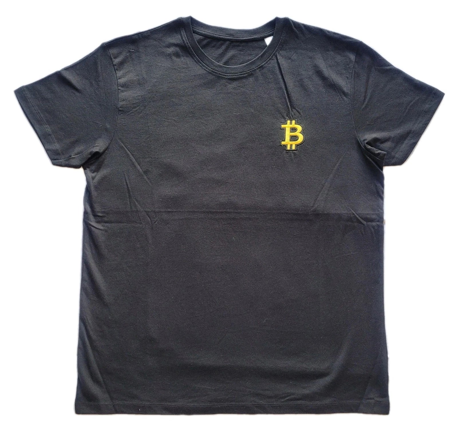 Bitcoin T Shirt Large Black CryptoCurrency Cotton Embroidery Postage Available