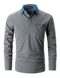 Polo Shirt Men's Long Sleeve, T Shirts Men, Shirt Men Denim Splice TShirt Gol...