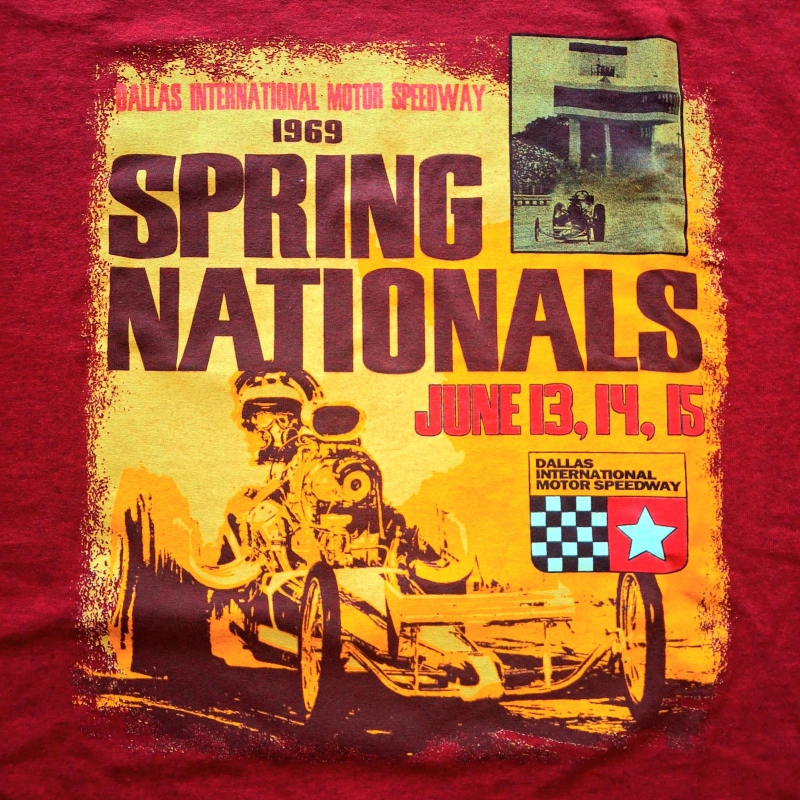 Retro VTG Style Nascar NHRA Drag Racing Dallas Motor Speedway Shirt Adult XL Red