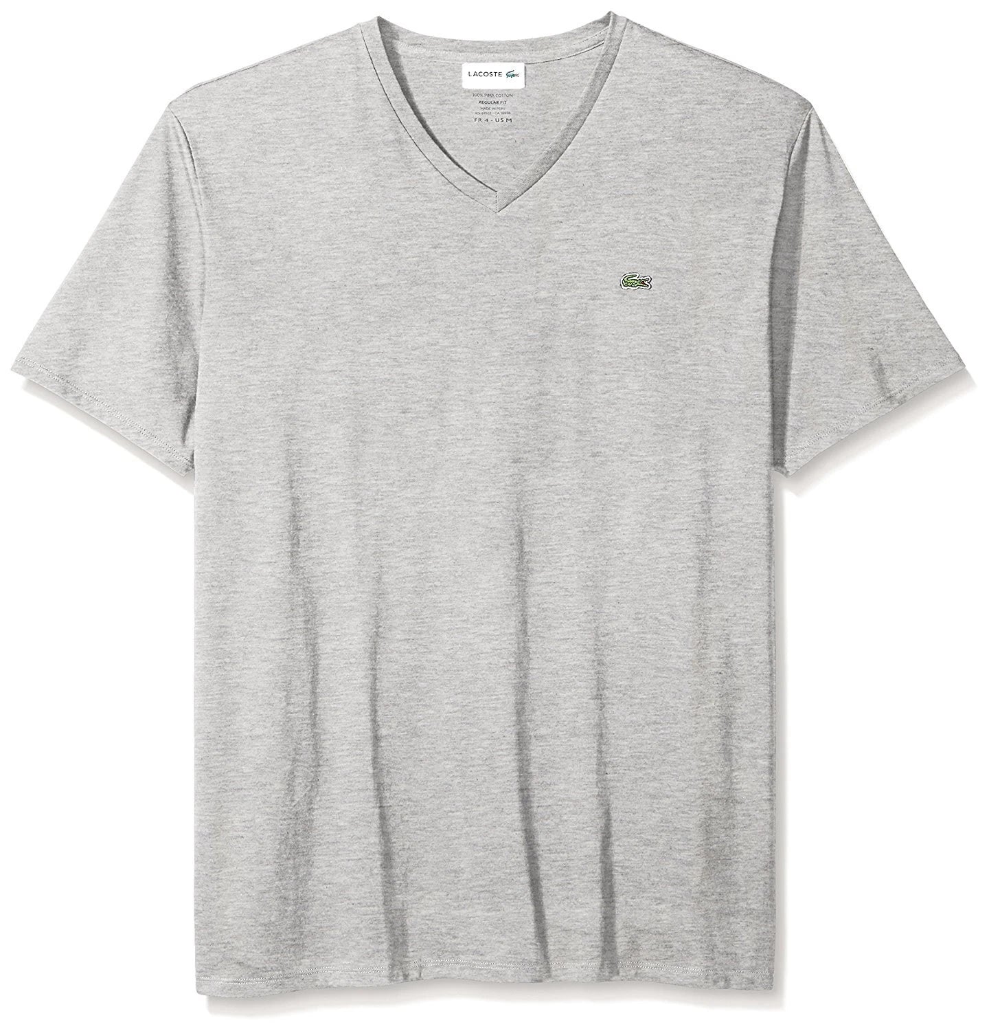 Lacoste Silver Chine Short Sleeve Pima Cotton V-Neck Jersey T-Shirt - 3/S