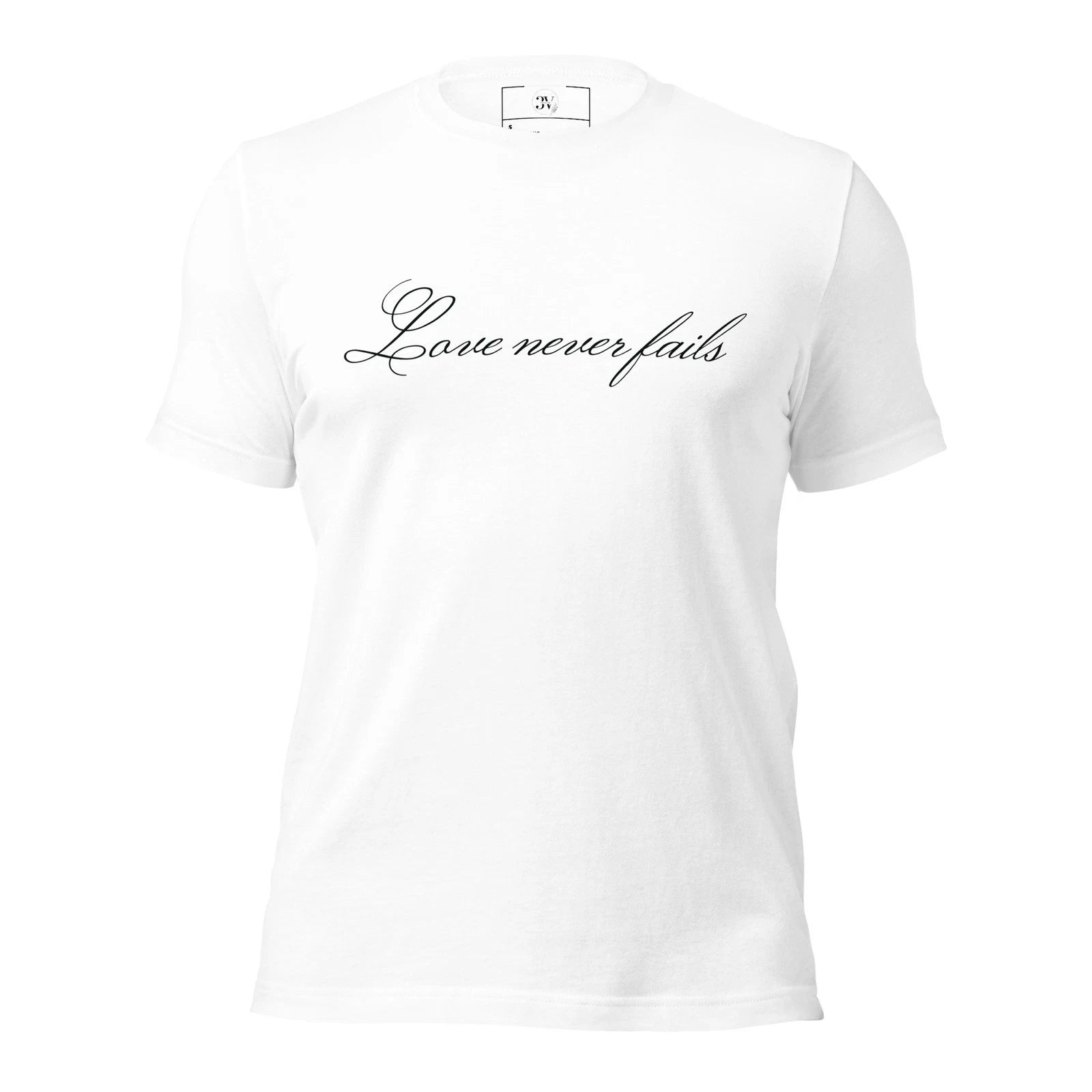 Love Never Fails Christian T Shirt | Minimalist Faith Tee