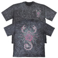 Scorpion Rose Tattoo Womens Carbon Grey French Terry Tee Zodiac Gift For Her