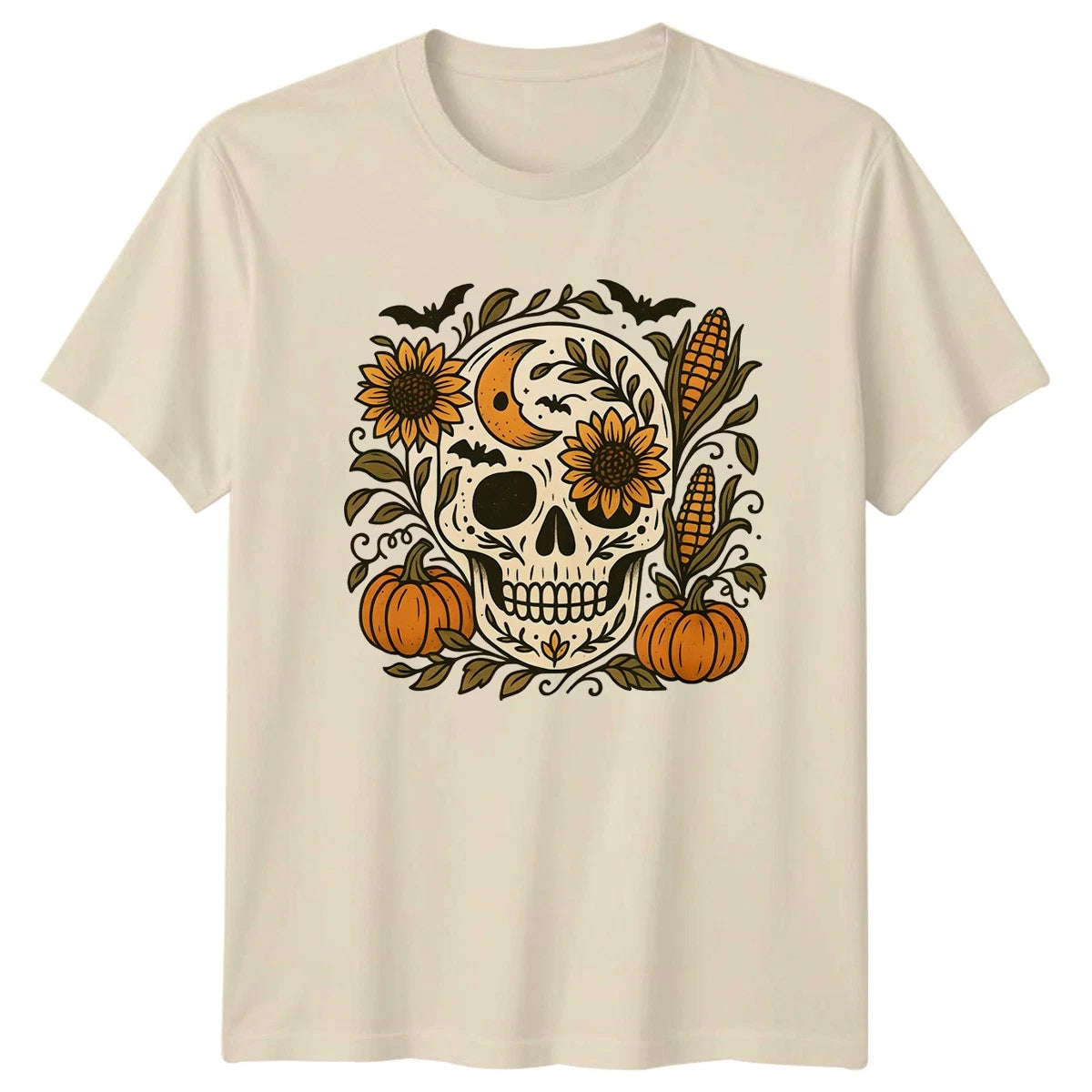 Sugar Skull Harvest T-Shirt Autumn Halloween Day Of The Dead Gift For Him Her