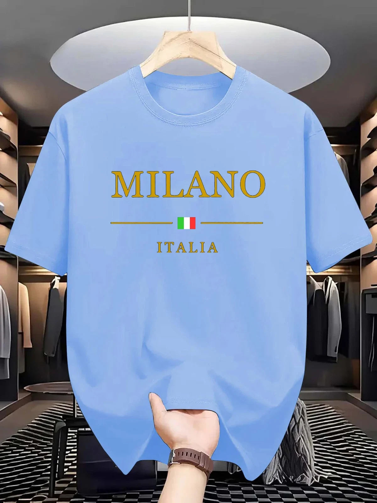 Men'S Summer 100 Cotton Fashionable Casual Loose plus Size MILANO ITALIA Pattern