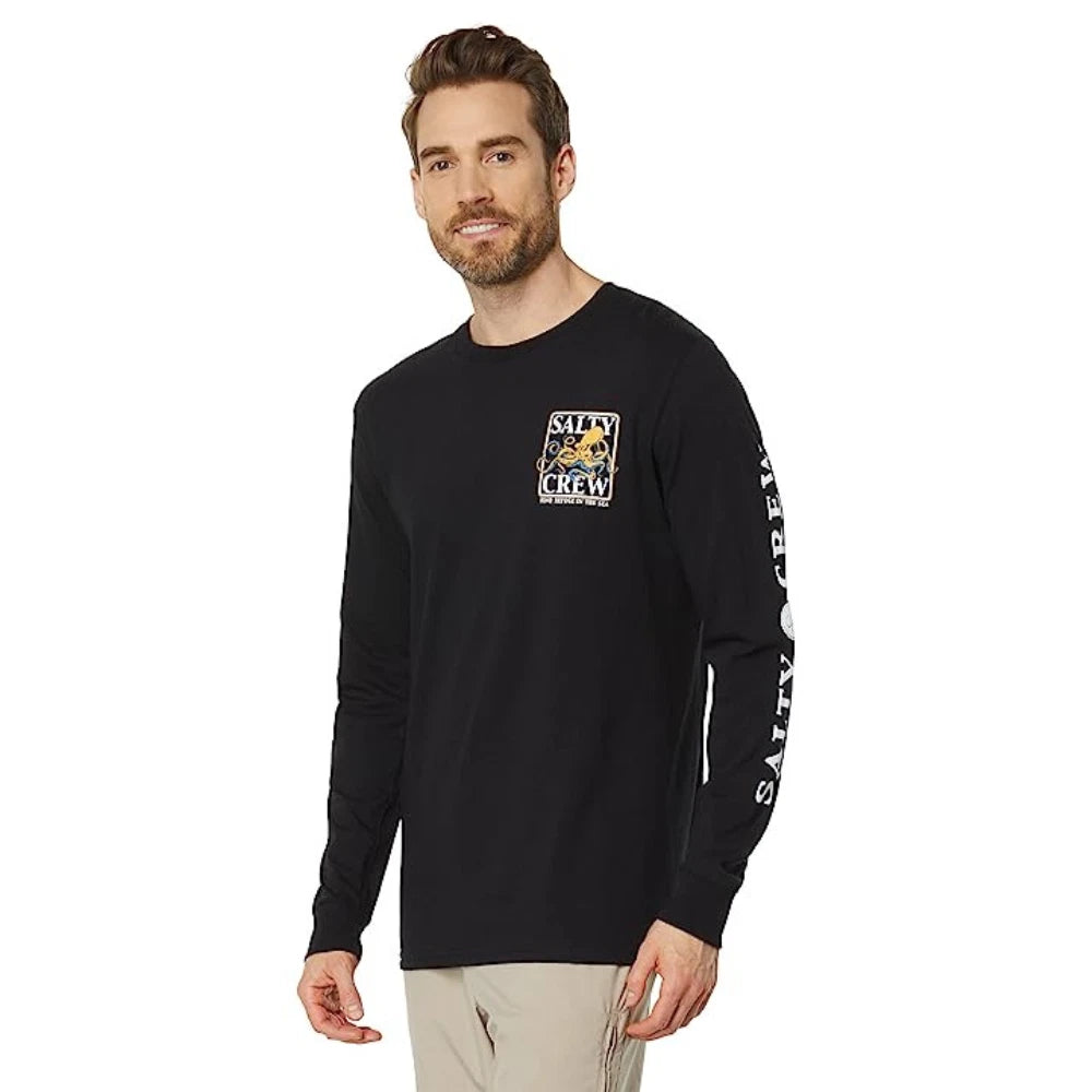 Salty Crew Ink Slinger Shirt Men XL Black Graphic Long Sleeve Crew Neck DSGL1022