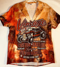 Men's Stylish Loose Vintage High Speed Car Graphic Print Polyester Shirt