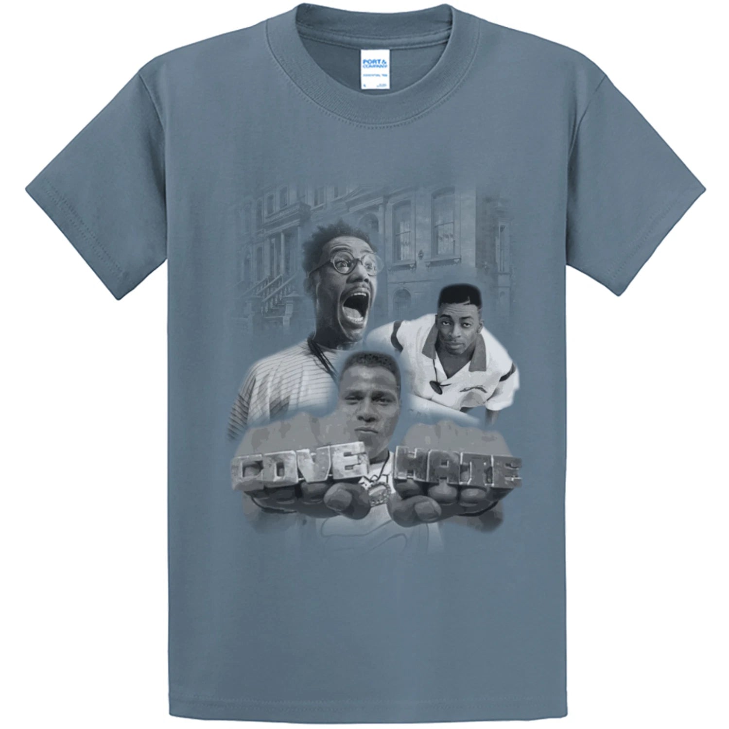 NEW STREETWEAR ON DEMAND DTRT LOVE & HATE STONE BLUE Tee Shirt S-4XL MADE IN USA