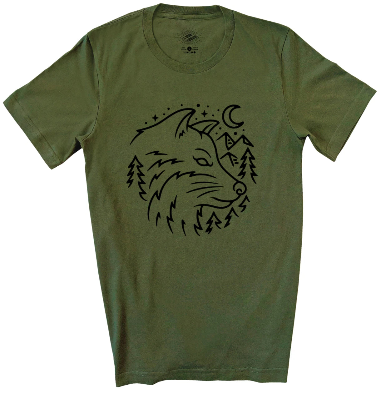 Wolf T-Shirt for Men & Women Wolf Lover Shirt Outdoor Nature Wild Military Green