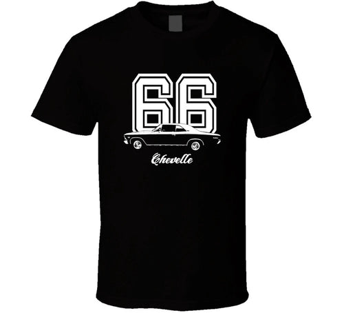 1966 Chevelle Side View With Year And Model Dark Color Black T Shirt